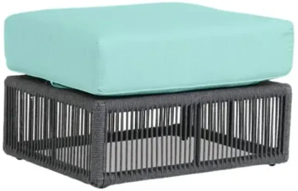 Amira Outdoor Aluminum/Rope Ottoman - Blue