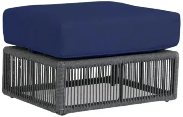 Amira Outdoor Aluminum/Rope Ottoman - Blue