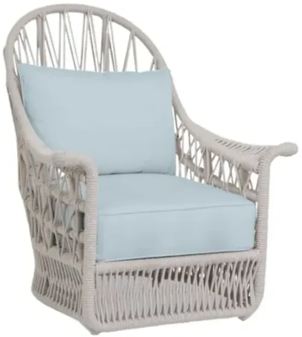 Farah Outdoor Aluminum/Rope Rope Wingback Lounge Chair - Blue