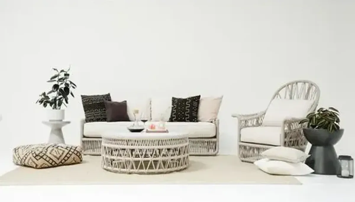 Farah Outdoor Aluminum/Rope 2-Seat Rope Sofa