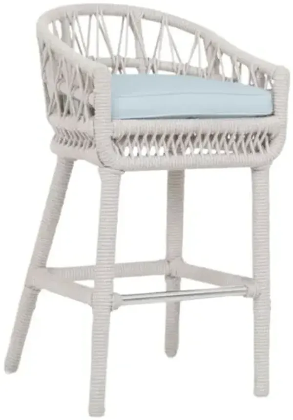 Farah Outdoor Aluminum/Rope Rope Barstool - Blue