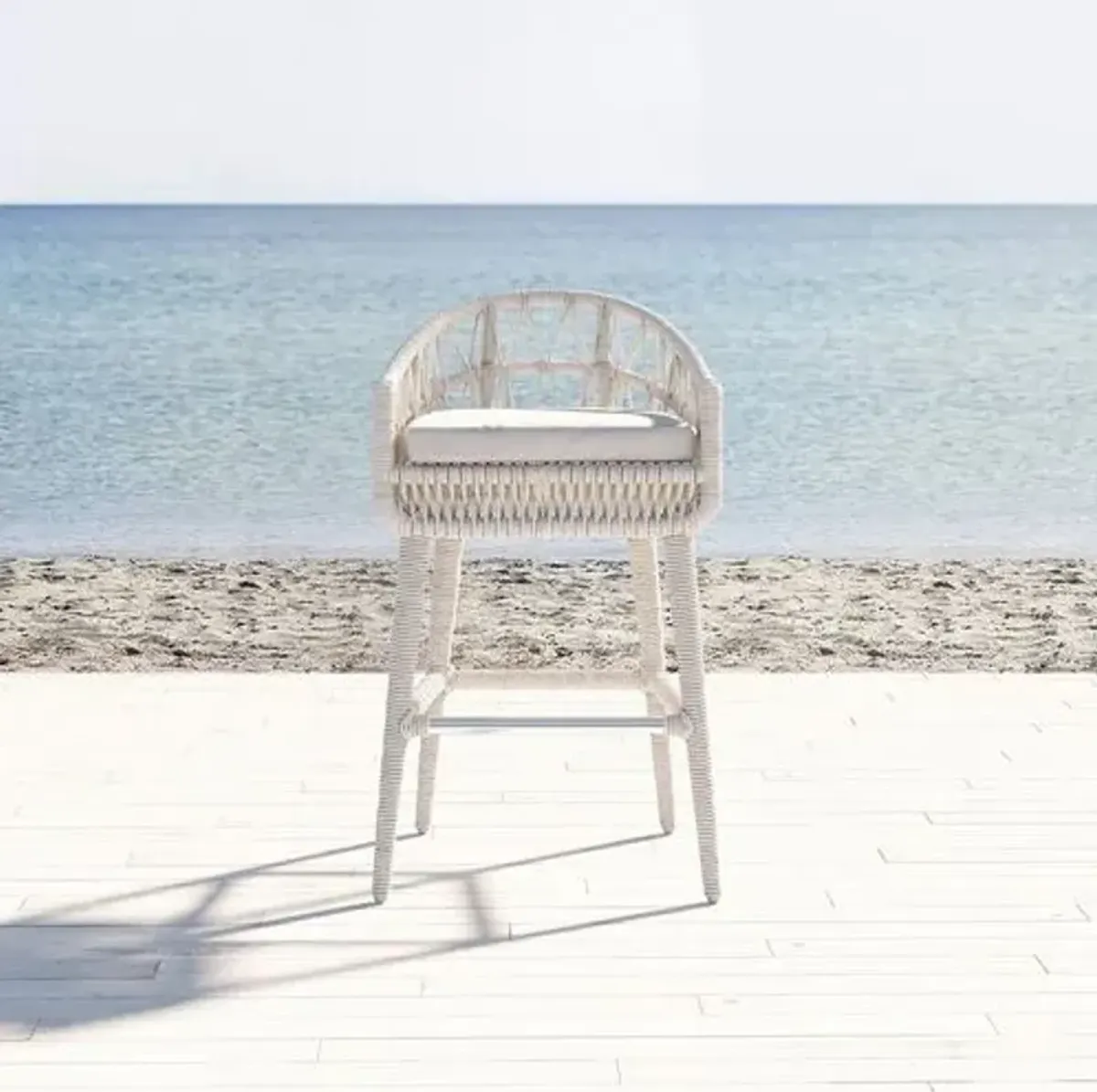 Farah Outdoor Aluminum/Rope Rope Barstool - Blue