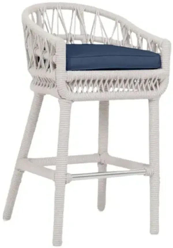 Farah Outdoor Aluminum/Rope Rope Barstool - Blue