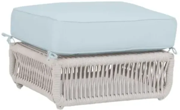 Farah Outdoor Aluminum/Rope Rope Ottoman - Blue