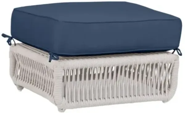 Farah Outdoor Aluminum/Rope Rope Ottoman - Blue