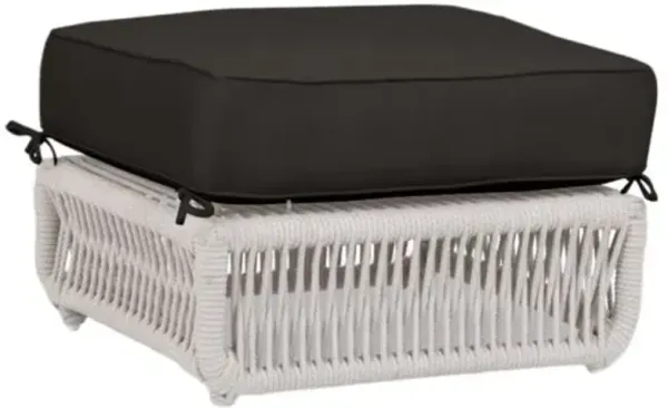 Farah Outdoor Aluminum/Rope Rope Ottoman - Black