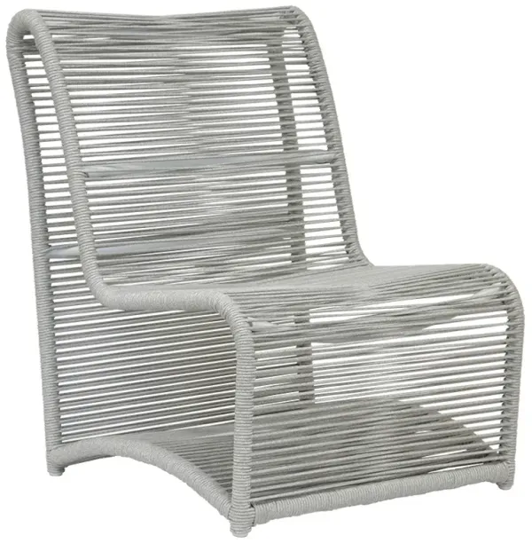 Dola Outdoor Aluminum/Rope Armless Club Chair, Frost