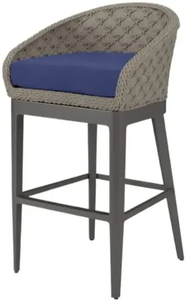 Vevina Outdoor Aluminum/Rope Barstool - Blue