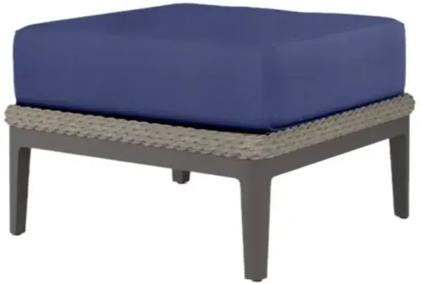 Vevina Outdoor Aluminum/Rope Ottoman - Blue