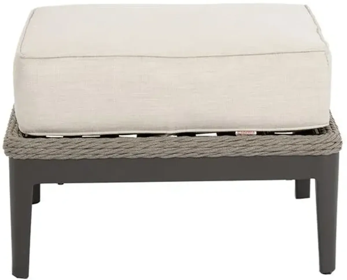 Vevina Outdoor Aluminum/Rope Ottoman - Gray