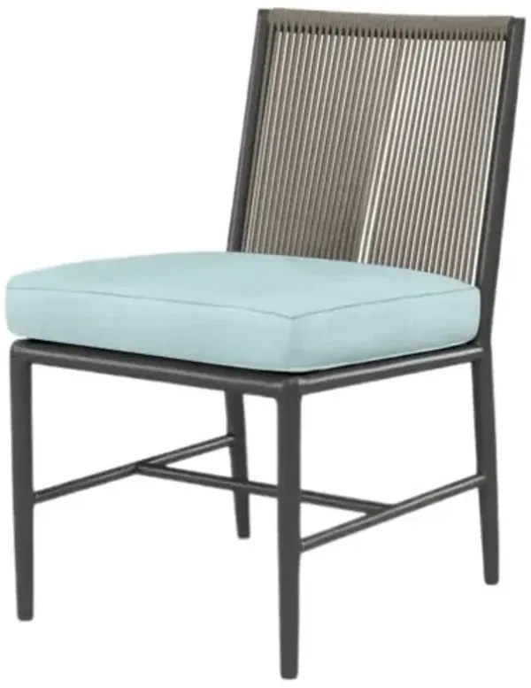 Eleandra Outdoor Aluminum/Rope Armless Dining Chair - Blue