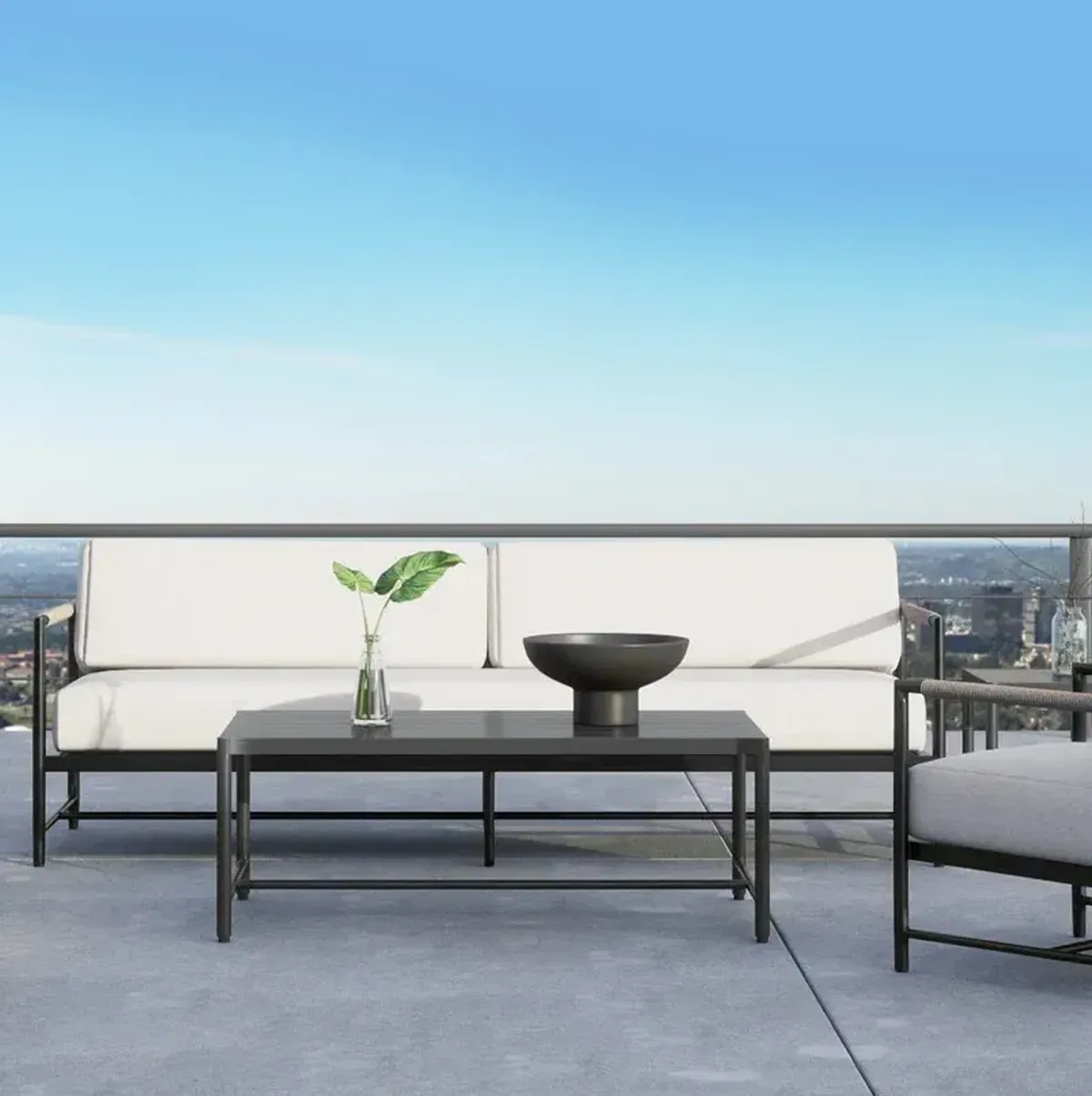 Eleandra Outdoor Aluminum/Rope 2-Seat Sofa