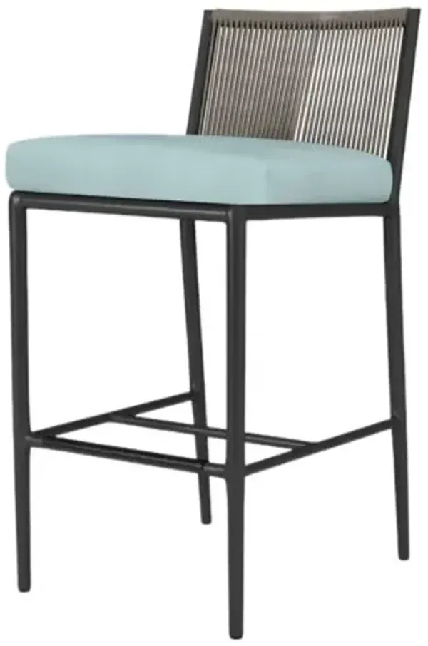 Eleandra Outdoor Aluminum/Rope Barstool - Blue