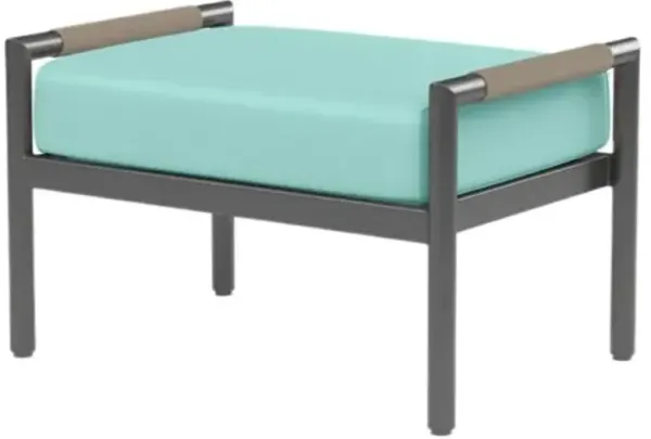 Eleandra Outdoor Aluminum/Rope Ottoman - Blue
