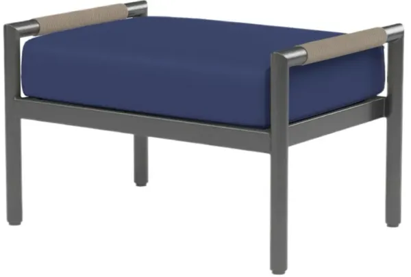 Eleandra Outdoor Aluminum/Rope Ottoman