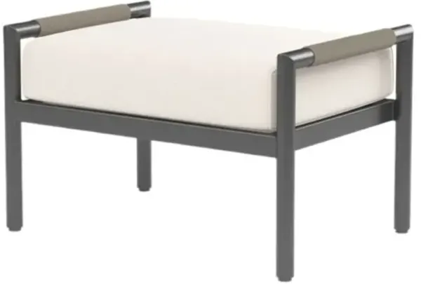 Eleandra Outdoor Aluminum/Rope Ottoman - Gray