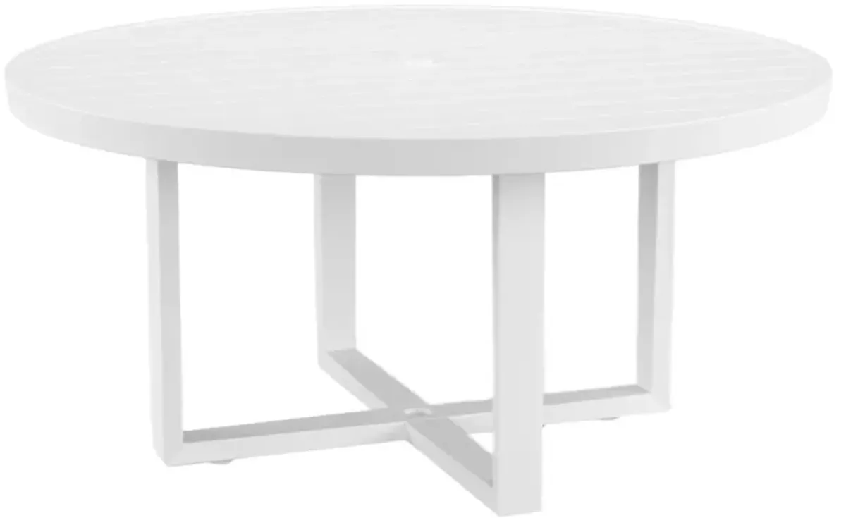 Harlyn Outdoor Aluminum Round Dining Table, Frost