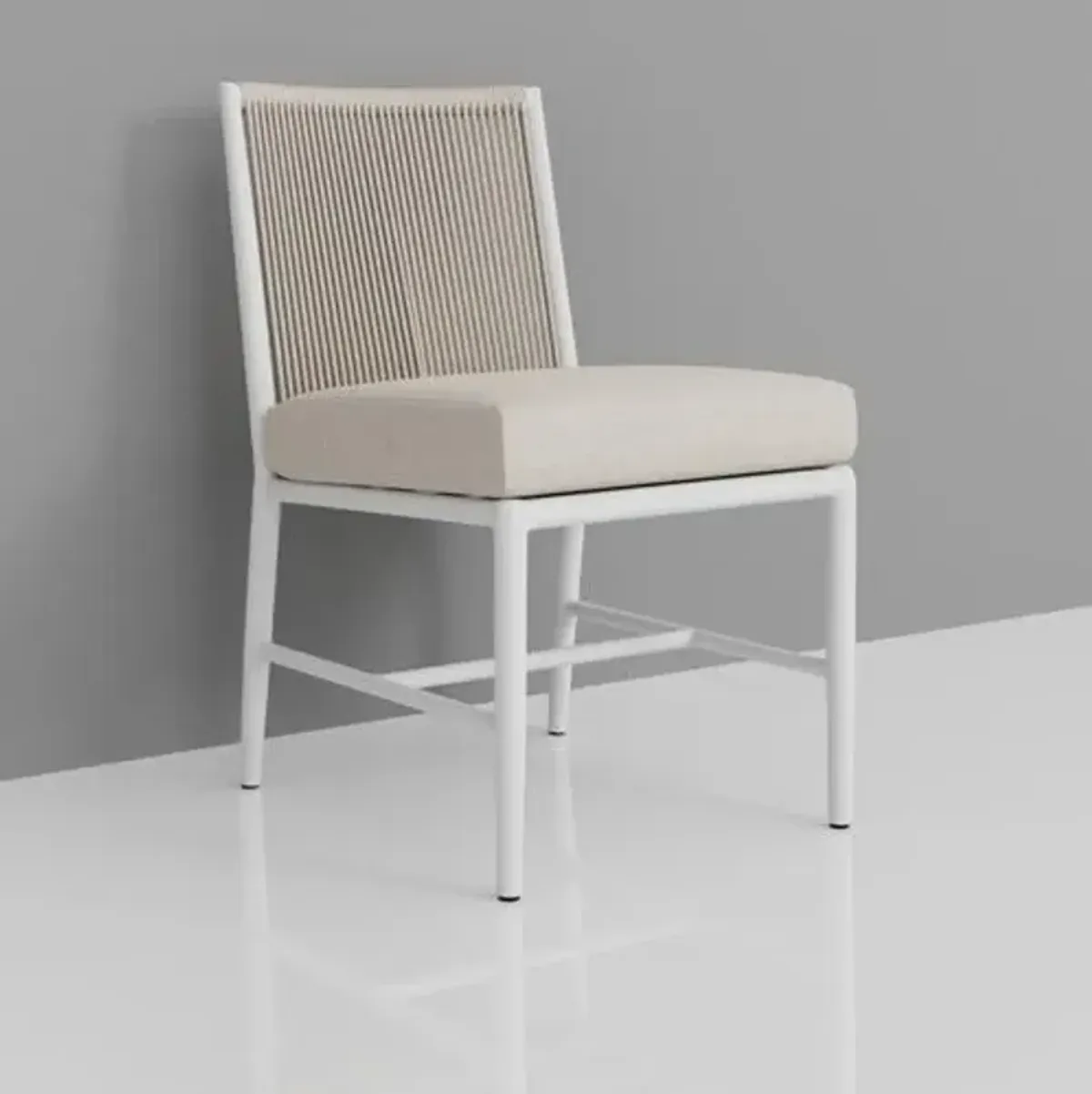 Riyana Outdoor Aluminum/Rope Armless Dining Chair - Gray