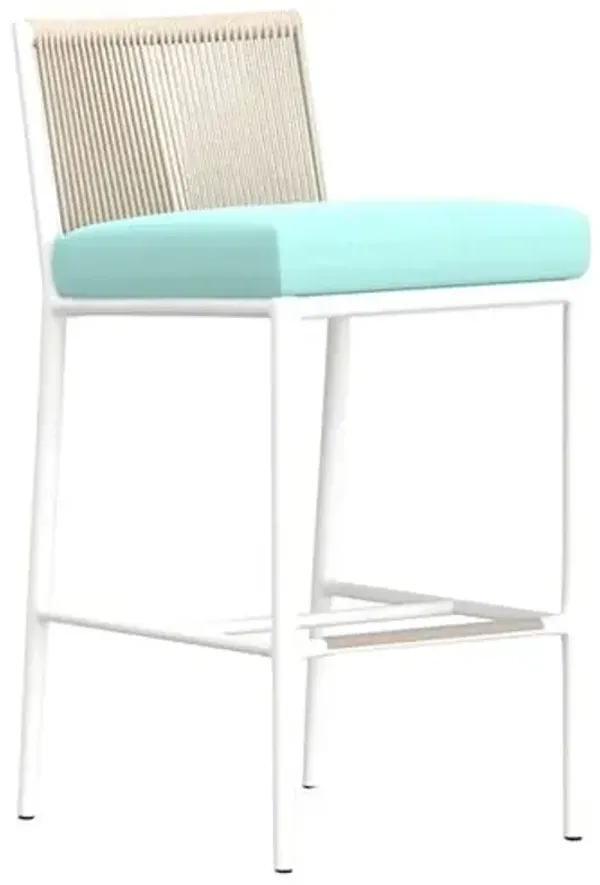 Riyana Outdoor Aluminum/Rope Barstool - Blue