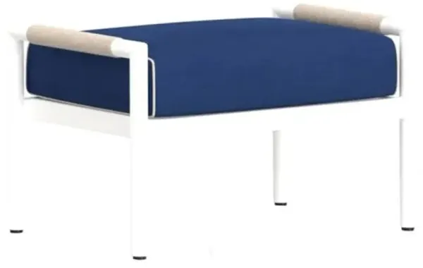 Riyana Outdoor Aluminum/Rope Ottoman - Blue