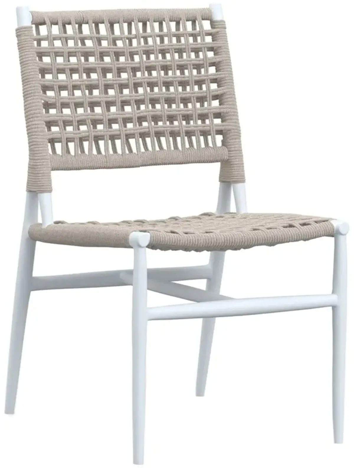 Taylin Outdoor Aluminum/Rope Armless Dining Chair, Frost