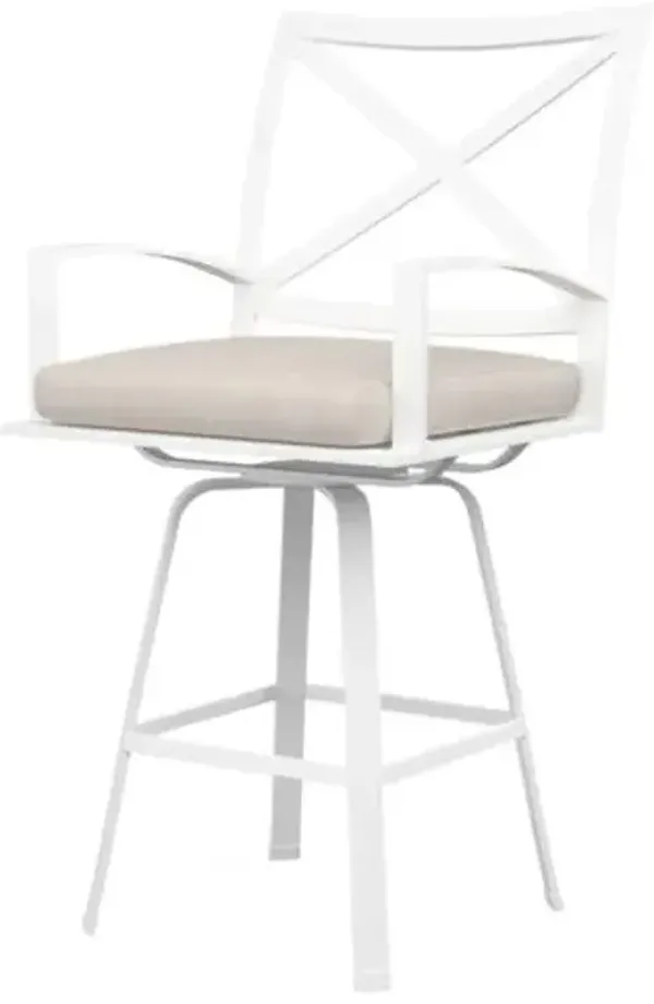 Galtier Outdoor Aluminum Swivel Barstool - White