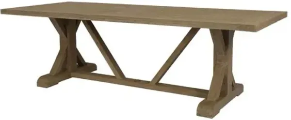 Verian Outdoor Teak 94" Trestle Dining Table - Brown