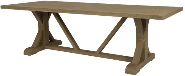 Verian Outdoor Teak 94" Trestle Dining Table, Brown