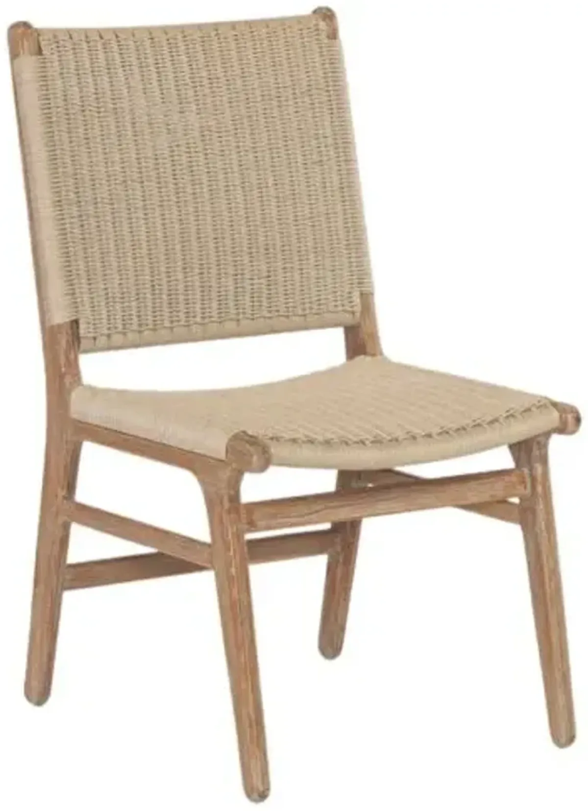 Liyla Outdoor Armless Dining Chair - Wicker/Teak - Brown