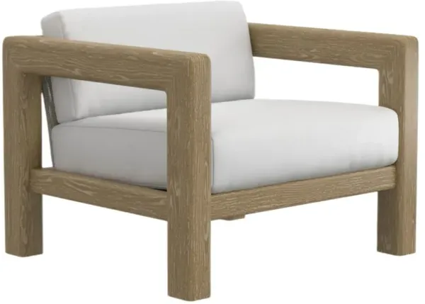 Liyla Outdoor Wicker/Teak Club Chair, Canvas White