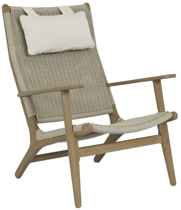 Verian Outdoor Cushionless Highback Chair, Wicker/Teak