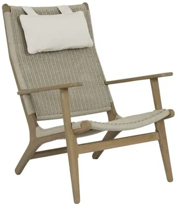 Verian Outdoor Cushionless Highback Chair - Wicker/Teak - Brown