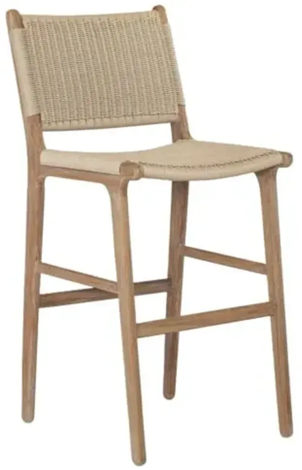 Liyla Outdoor Barstool - Wicker/Teak - Brown