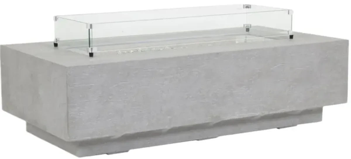 Calder Outdoor Rectangular Fire Table, Gravelstone