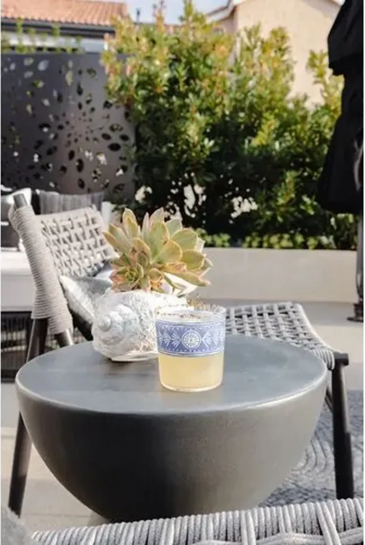 Kyros Indoor/Outdoor Round End Table - Gray