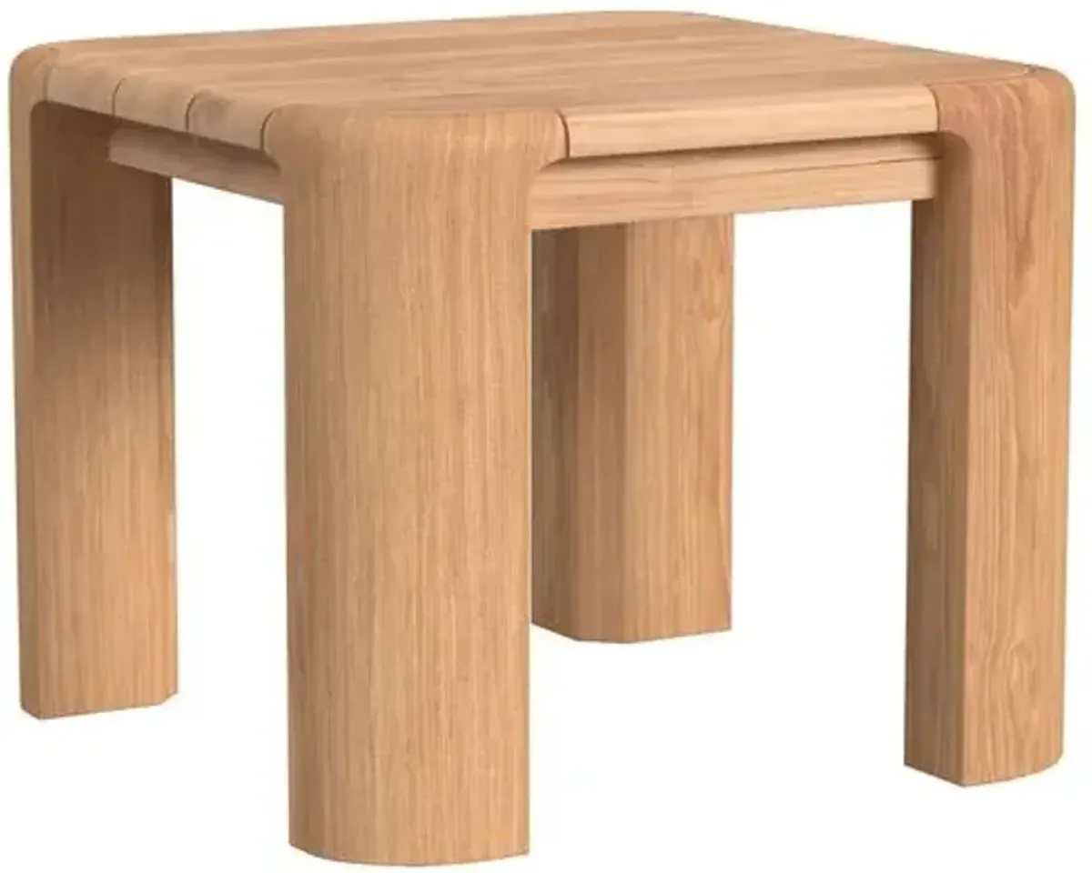 Azelea Outdoor End Table - Natural Teak - Brown