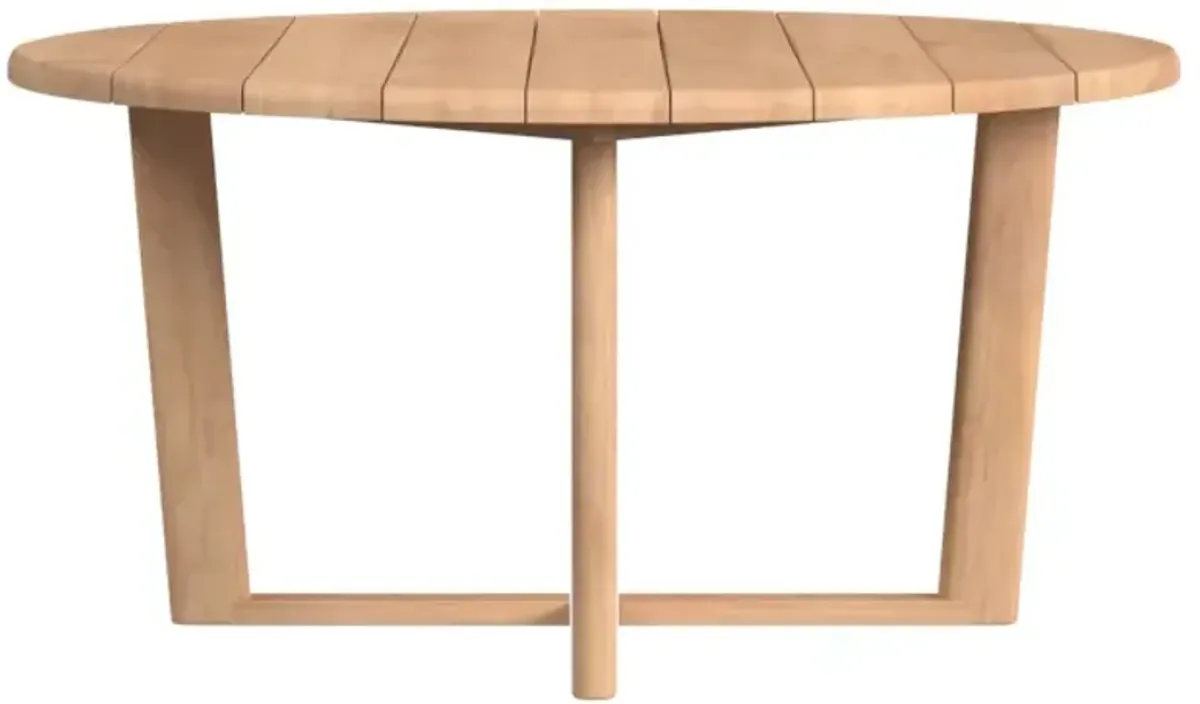 Azelea Outdoor 56" Round Dining Table, Natural Teak