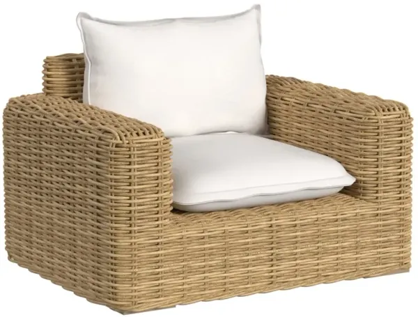 Sylvian Outdoor Aluminum/Resin Wicker Oversized Club Chair, Medium Wood