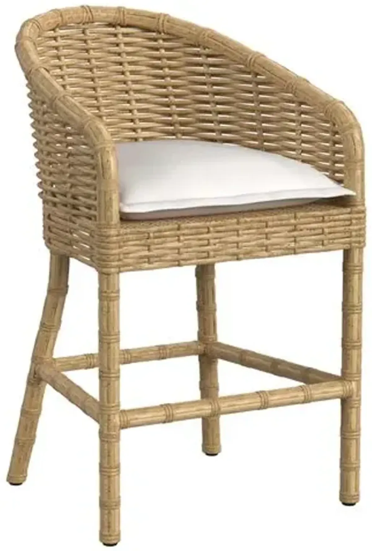 Sylvian Outdoor Barstool. Medium Wood - Beige