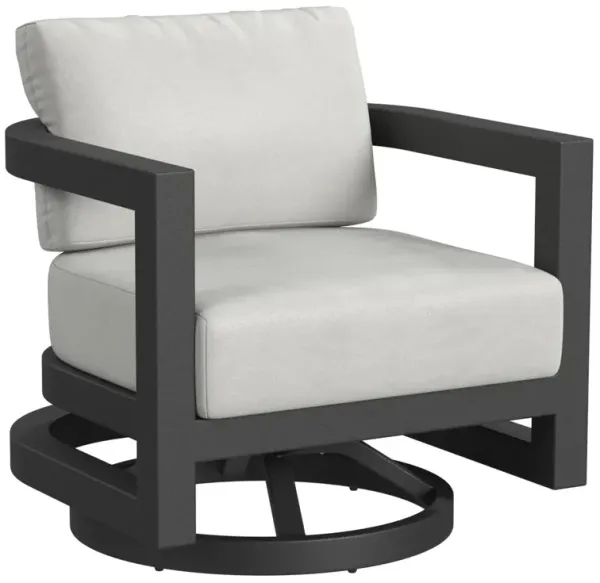 Halana Outdoor Aluminum Swivel Chair, Black/Gray