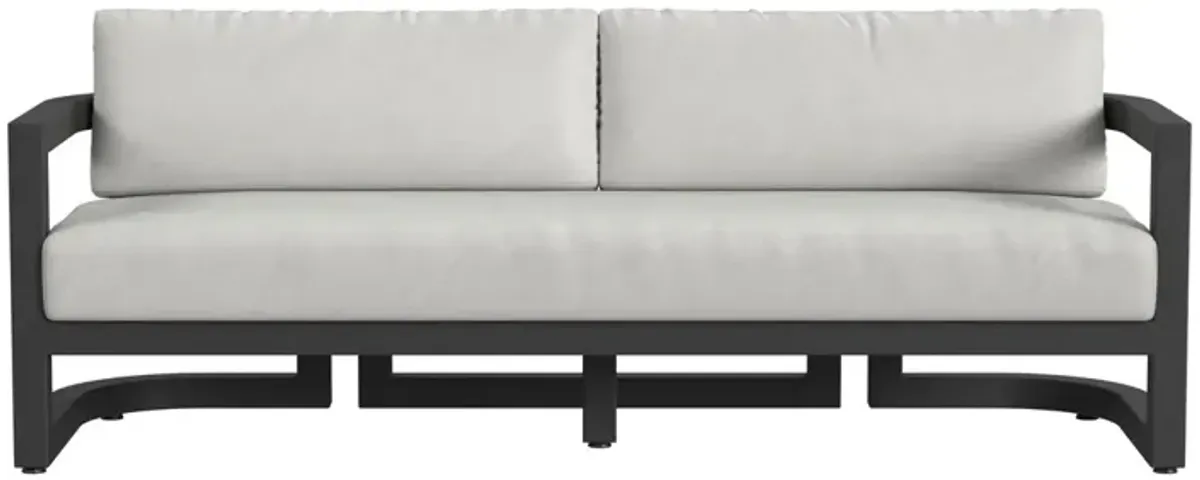 Halana Outdoor Aluminum 3-Seat Sofa, Black/Gray