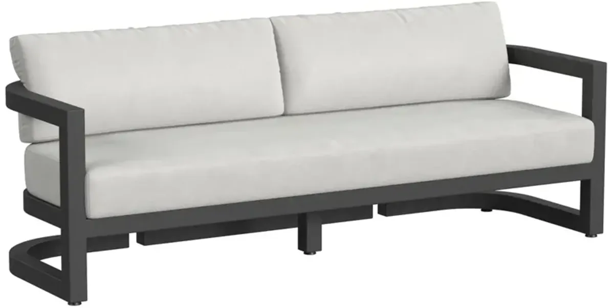Halana Outdoor Aluminum 3-Seat Sofa, Black/Gray