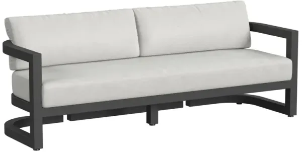 Halana Outdoor Aluminum 3-Seat Sofa, Black/Gray