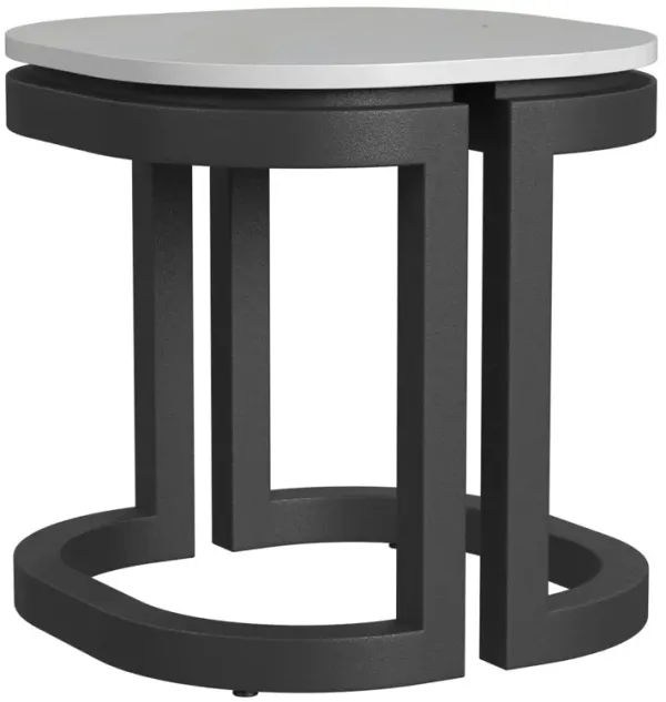 Halana Outdoor Aluminum/Stone End Table, Black