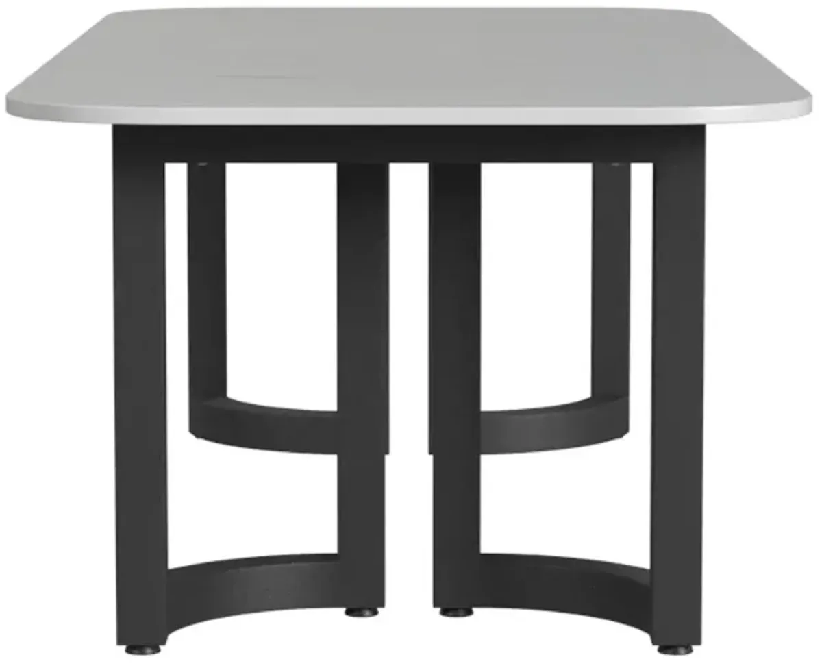 Halana Outdoor Aluminum/Stone 96" Dining Table, Black