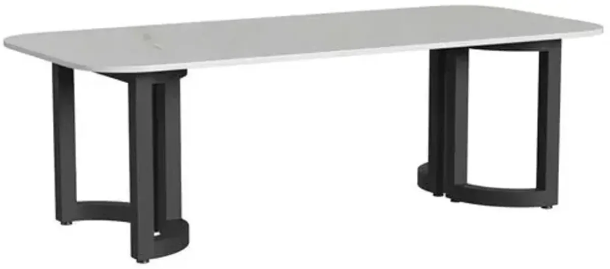 Halana Outdoor Aluminum/Stone 96" Dining Table - Black