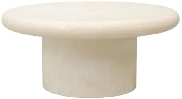 Judiah Outdoor Round Coffee Table - Cream Concrete - Beige
