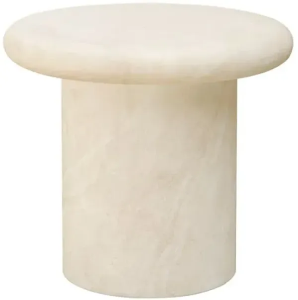 Judiah Outdoor Round End Table - Cream Concrete - Beige