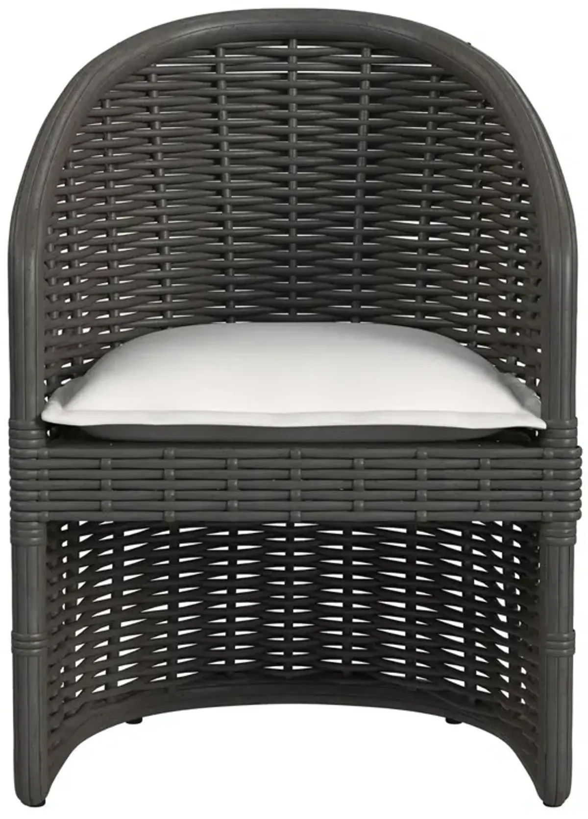 Sylvian Outdoor Aluminum/Resin Wicker Dining Chair, Dark Wood