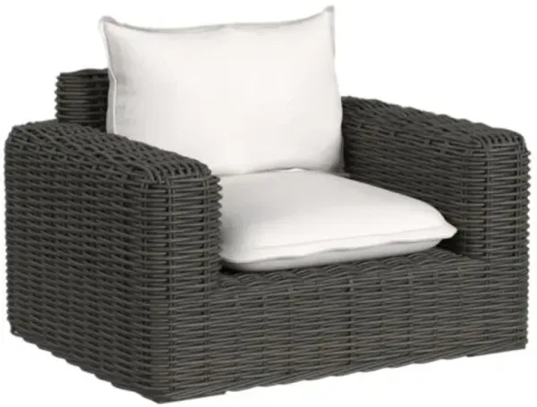 Sylvian Outdoor Aluminum/Resin Wicker Oversized Club Chair - Dark Wood